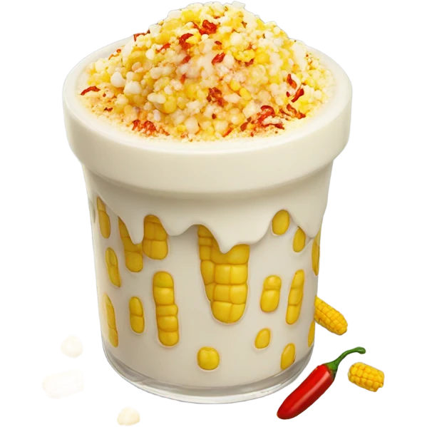 Elote en vaso con mayonesa and sprinkle chili powder  emoji