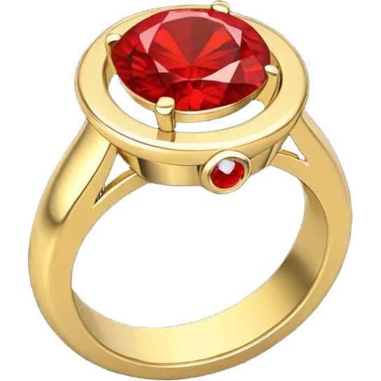 anillo de compromiso dorado con la gema roja emoji