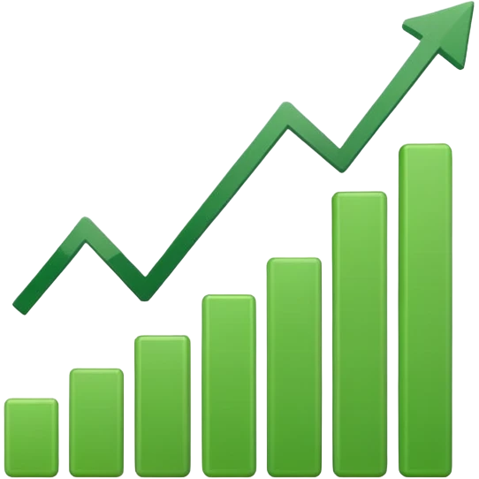 graph with line going up and the line being green emoji