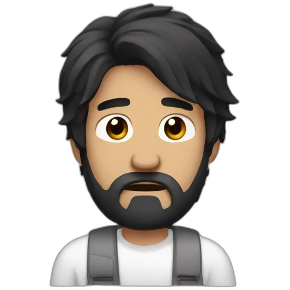 Bearded man with black hair crying emoji