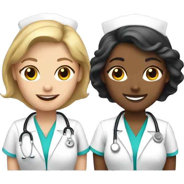 three white female nurse friends emoji