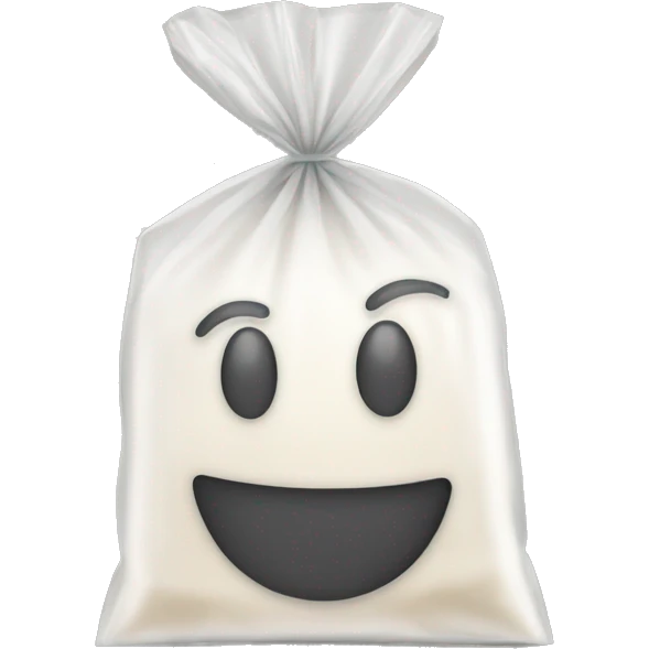 smiley small plastic transparent bag full of flour emoji