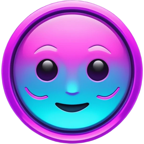 futuristic glowing like, neon purple and cyan light, dark background, digital tech style emoji