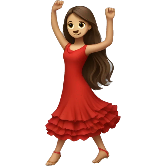 Girl dancing flamenco with red dress and brown long hair emoji