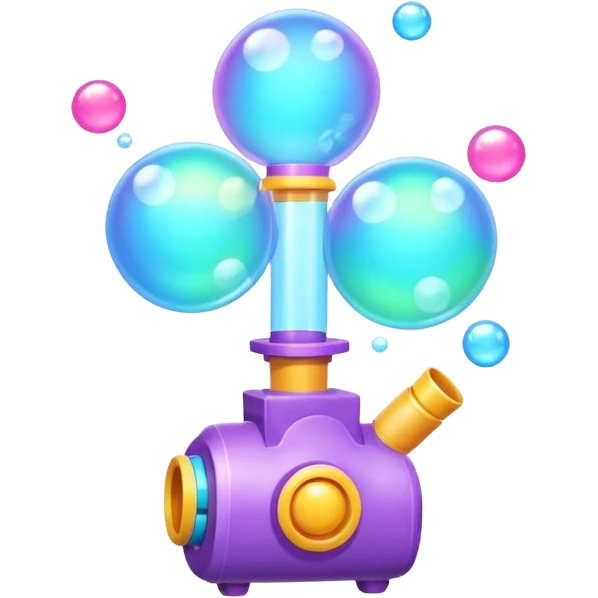 bubble machine object icon, small bubble blower device, bubbles floating out, colorful toy-like design, 3D cartoon, mobile game icon style, centered, clean background, no text, no watermark

 emoji