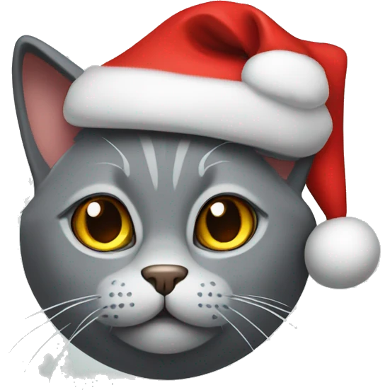 Gray cat wearing Santa hat emoji
