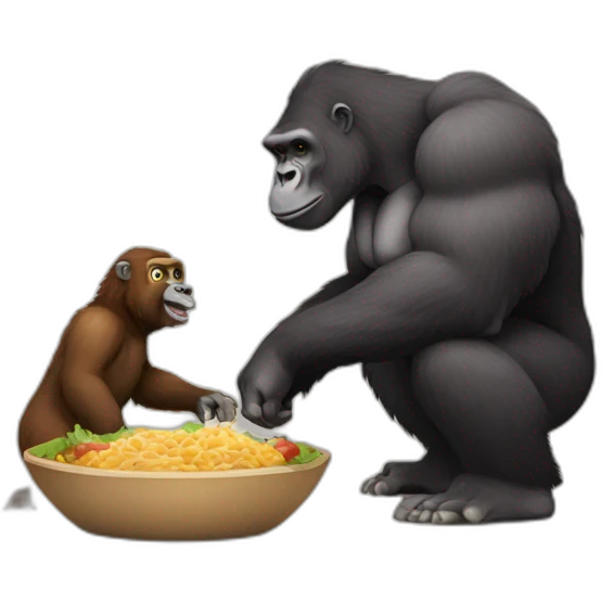 Buff Gorilla feeding a Llama emoji
