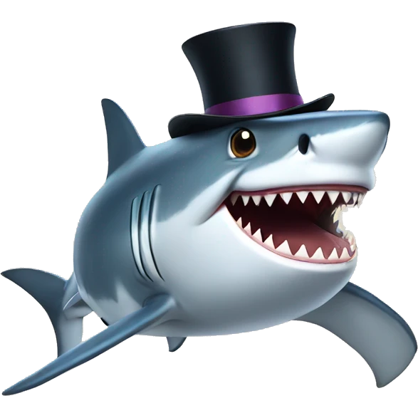 Shark with a top hat emoji