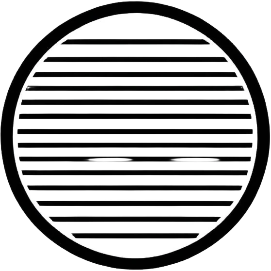 minimal circle shape made only from 6 evenly spaced black horizontal lines, no face, no smile, no extra features emoji