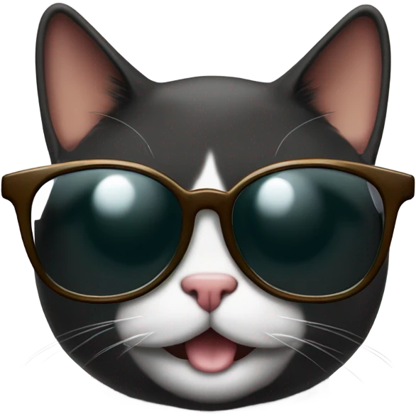 gato negro con lentes de sol tomando un fernet emoji