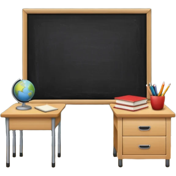 Classroom with desk and blackboard emoji