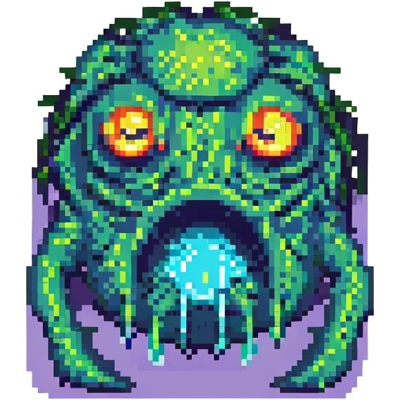 slime monster with glowing eyes pixel art emoji