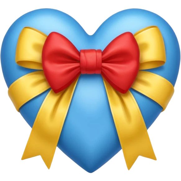 Blue heart and yellow heart tied together with a bow emoji