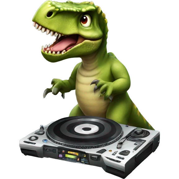 Dinosaur act as a DJ emoji