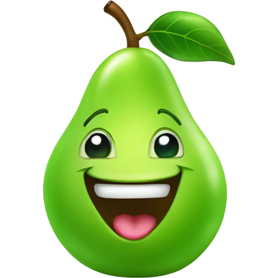 Shiny Green Cute pear with tongue emoji