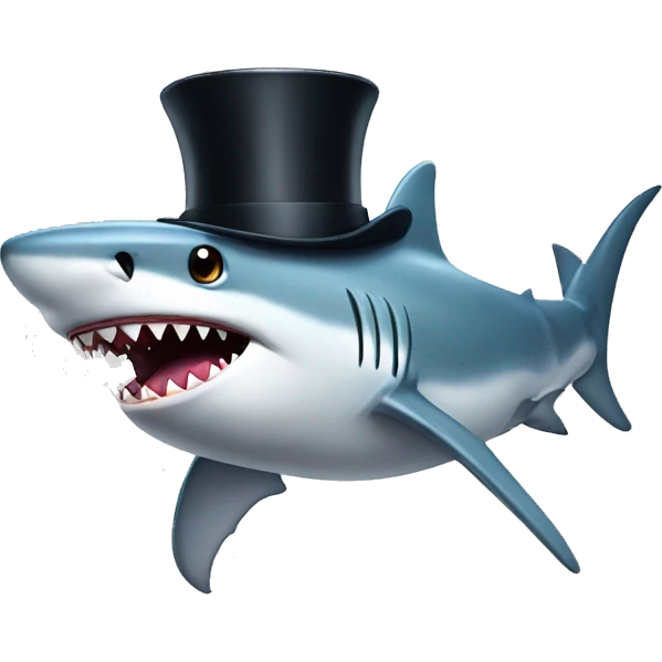 Shark with a top hat emoji