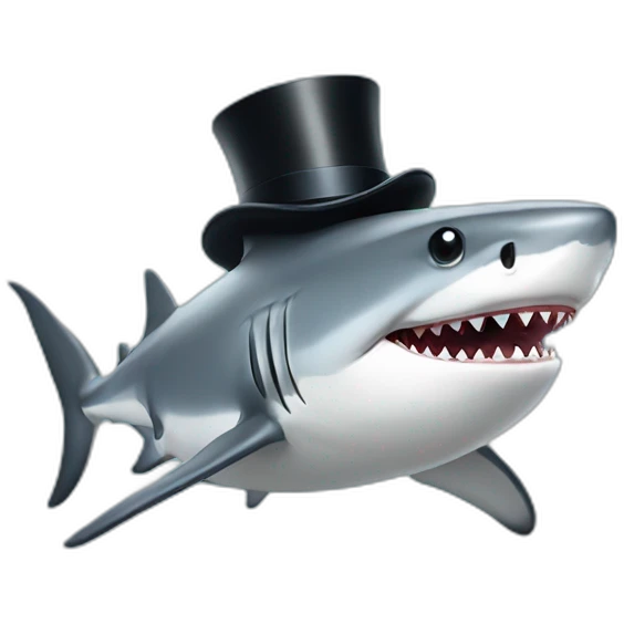 Shark with a top hat emoji