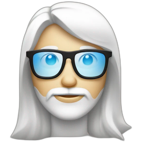 Un mec cheveux noirs barbichette blanche peau brune à lunettes avec un Gun emoji