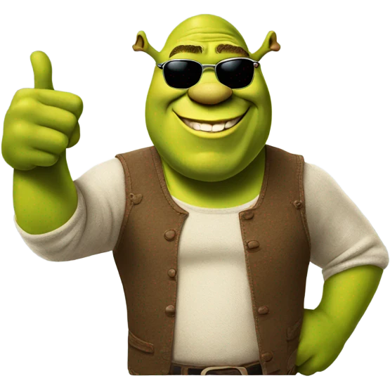 Shrek thumbs up with sun glasses emoji
