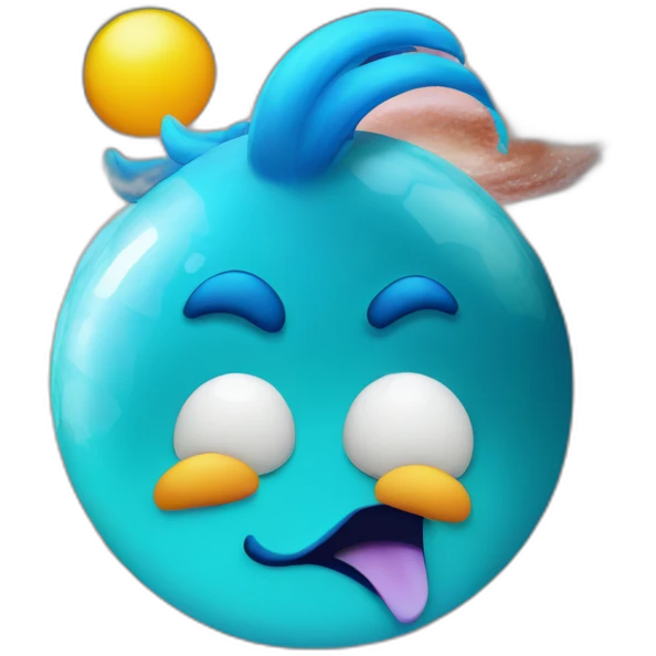planet Neptune with a cartoon saluting chicken face emoji