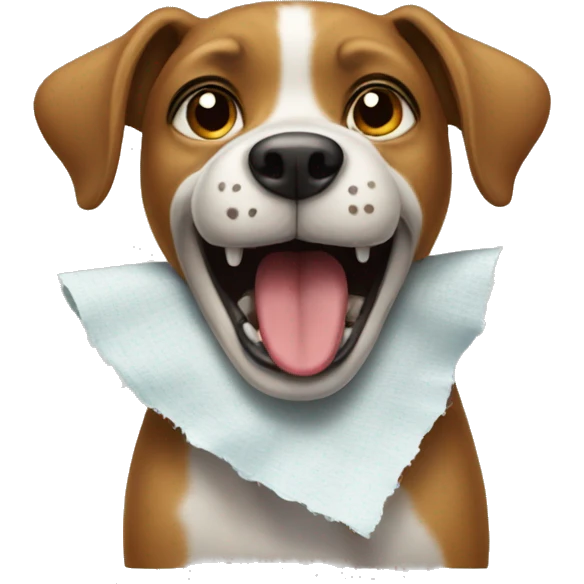 A dog with rag in teeth emoji