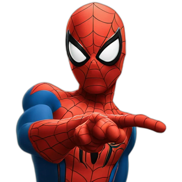 spider man looking sideway and pointing with finger to the left side emoji
