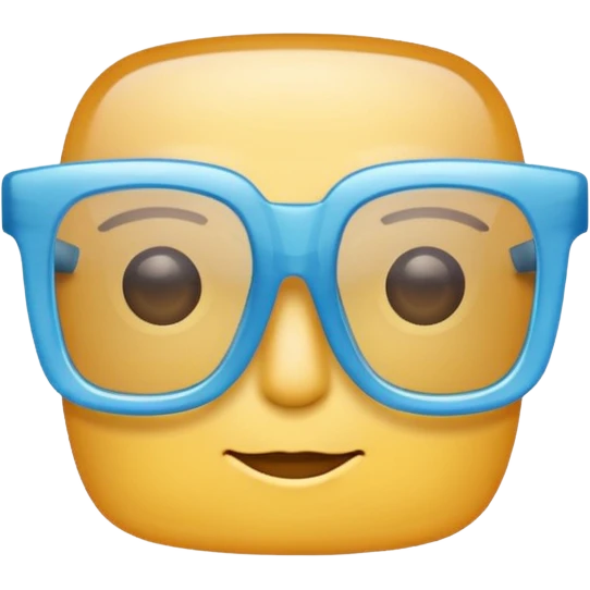 sky-blue square spectacle, slightly thick frame, glossy surface,Only glasses. emoji