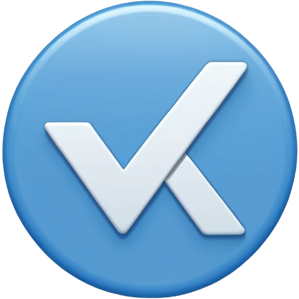 A white right tick symbol on blue circle emoji