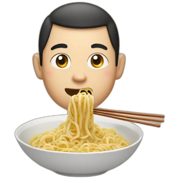 Chineese man eating noodle emoji