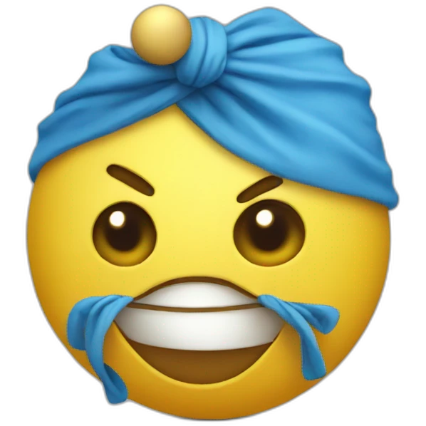 yellow ball with antennae, blue eyes and bandana emoji