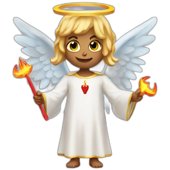 Angel with devil horns holding up halo emoji
