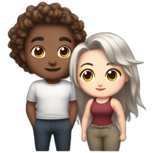 thicc boy and thicc girl, white emoji