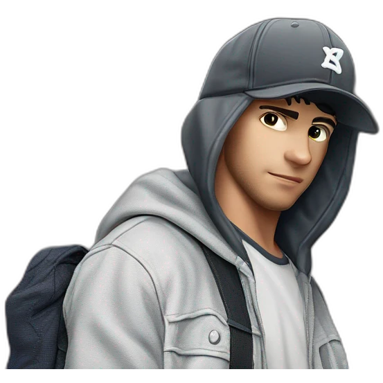 cool guy in backwards cap emoji