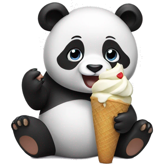 Panda eating ice cream emoji