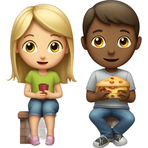 girl and a boy eating emoji