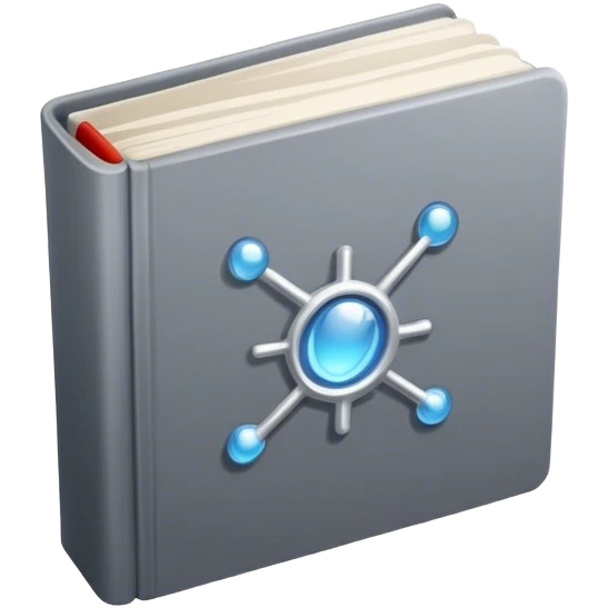 magical grey book of networking with a web emoji
