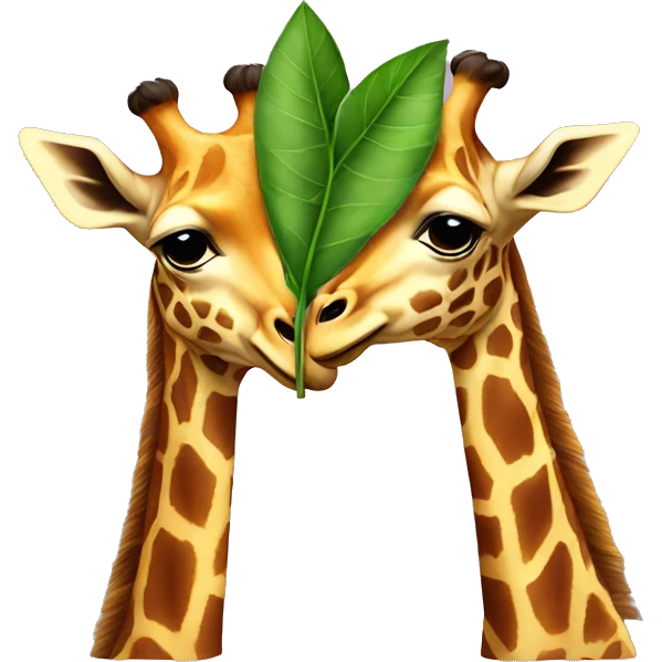 Two headed giraffe sharing a leaf emoji