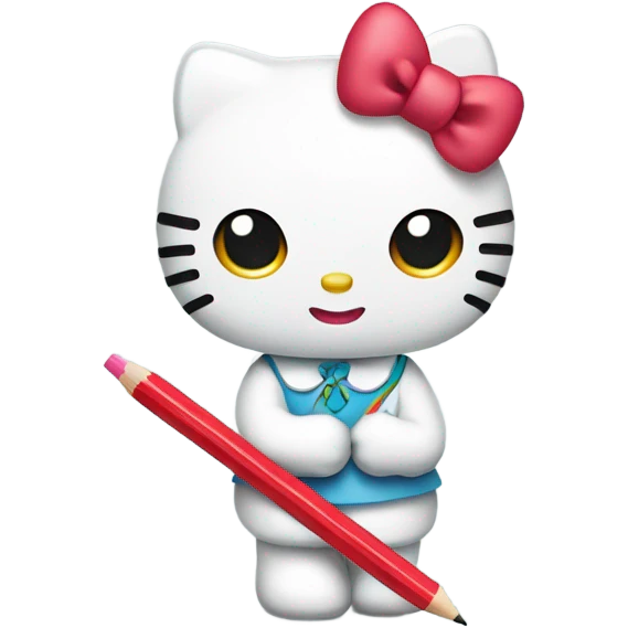 hello kitty with pencil emoji