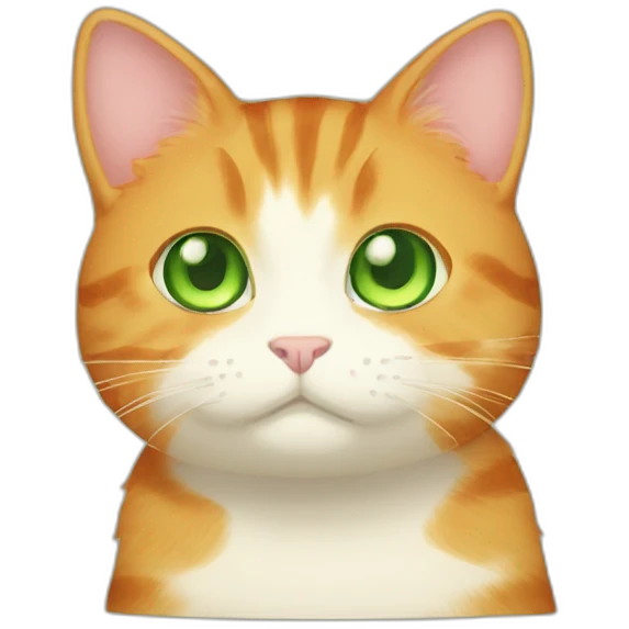Chubby ginger cat big green eyes ghibli art emoji