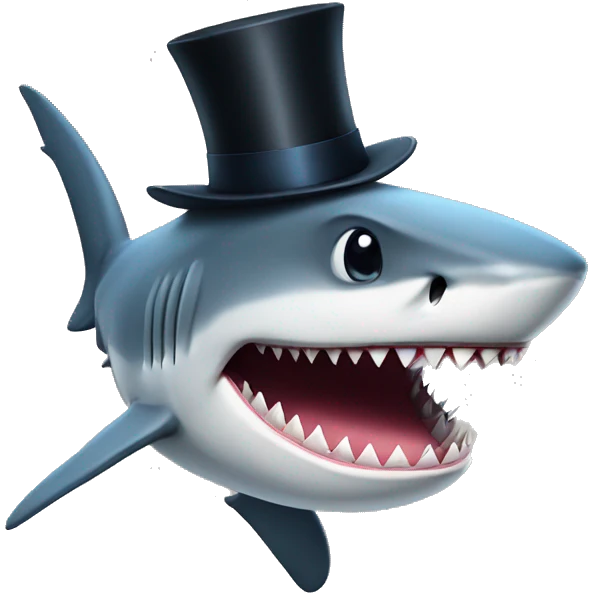 Shark with a top hat emoji