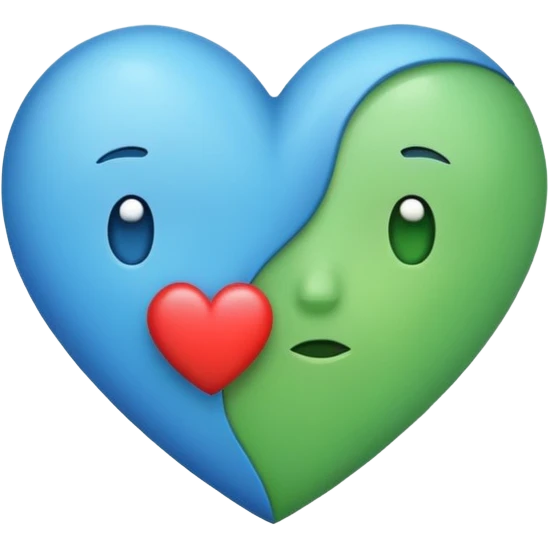 a half blue, have green, heart emoji