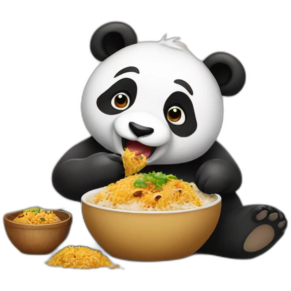 Panda eating chicken biriyani  emoji