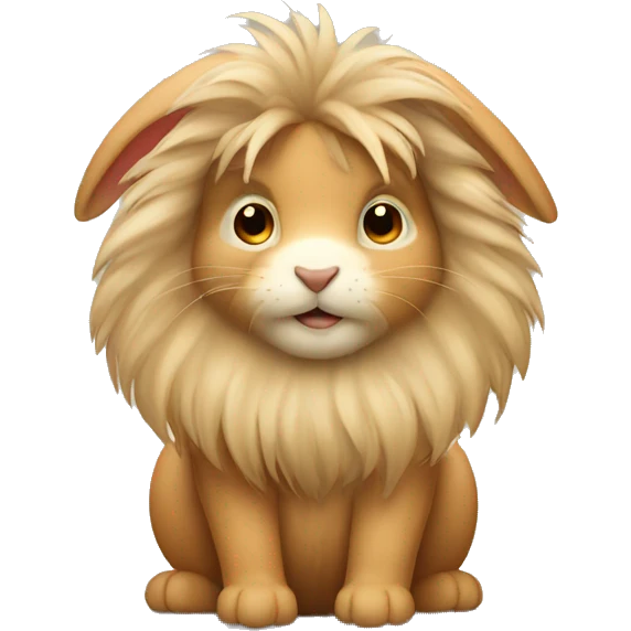 Small tan rabbit with a lions mane emoji