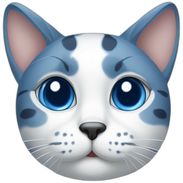 spotted blue and white cat with a blue right ear, and a spot around the right eye emoji