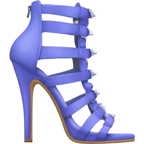 Realistic front facing position of periwinkle Gladiator spike high heel shoes. emoji