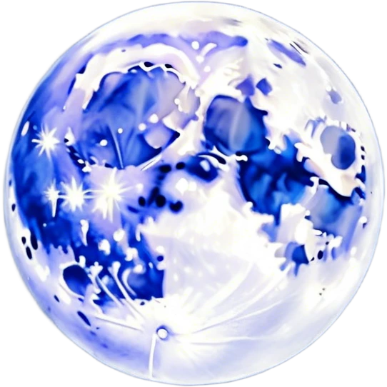 "A dark blue night sky with a glowing full moon, painted in soft watercolor strokes, dreamy and serene."
 emoji