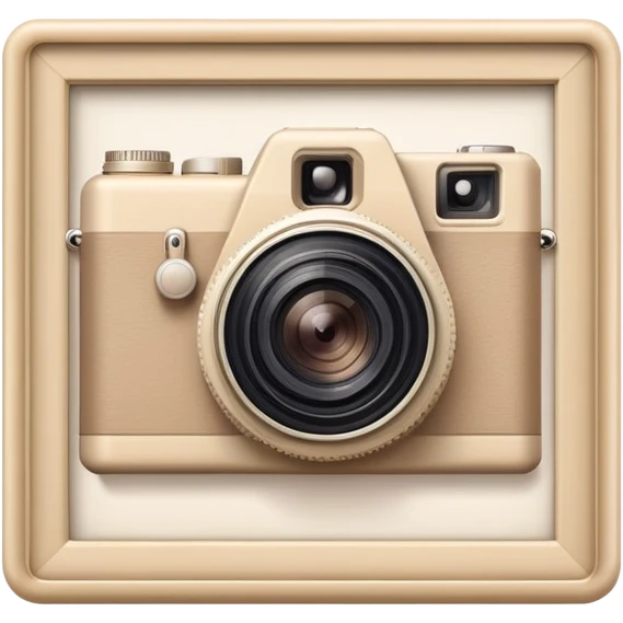 Beige camera with a photo next to the frame emoji