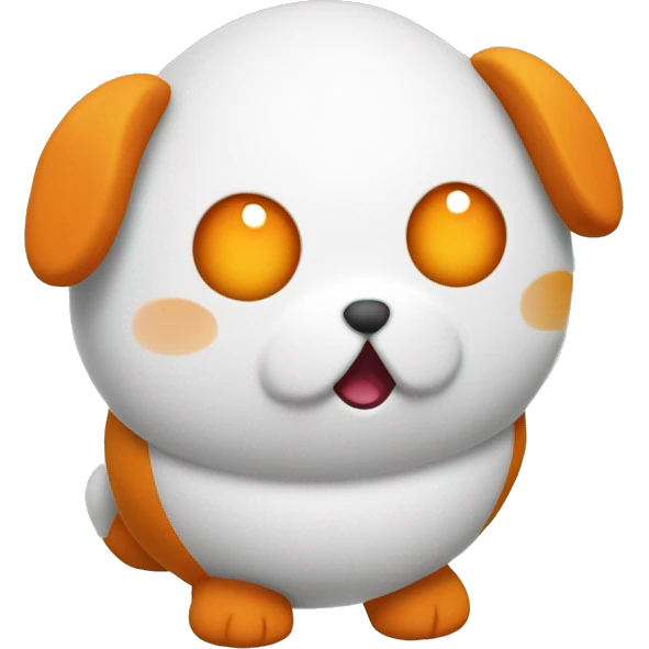 Create an emoji-style image of Clicky, the plush toy mascot with an orange map pin shape (hex code #EA5631), featuring a white round face and cute facial features emoji