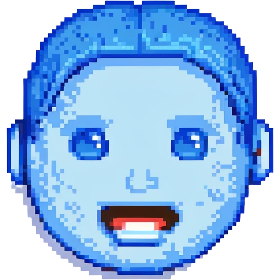 blue emoji with a chiseled jawline emoji