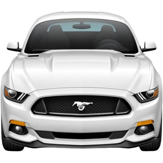Make a 2013 mustang with a familiar look of an iPhone emoji and make the emoji have a front view of the Mustang and make the Mustang be white emoji